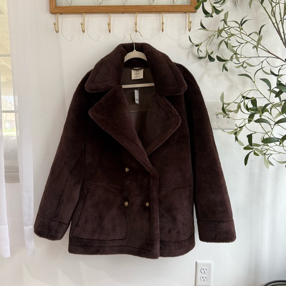 Free People We The Free Mari Reversible Coat Chocolate Brown NWT - Picture 5 of 8